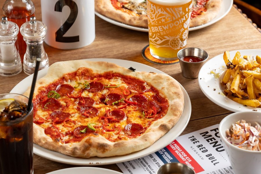 Pizza at The Red Bull, Newnham